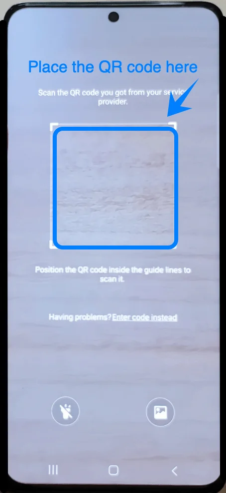 Place the QR Code S21 Plus Posiziona il codice QR S21 Plus