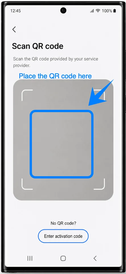 Place the QR Code S22 Ultra