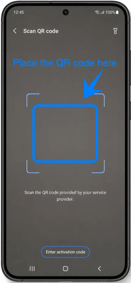 Place the QR Code S23 FE