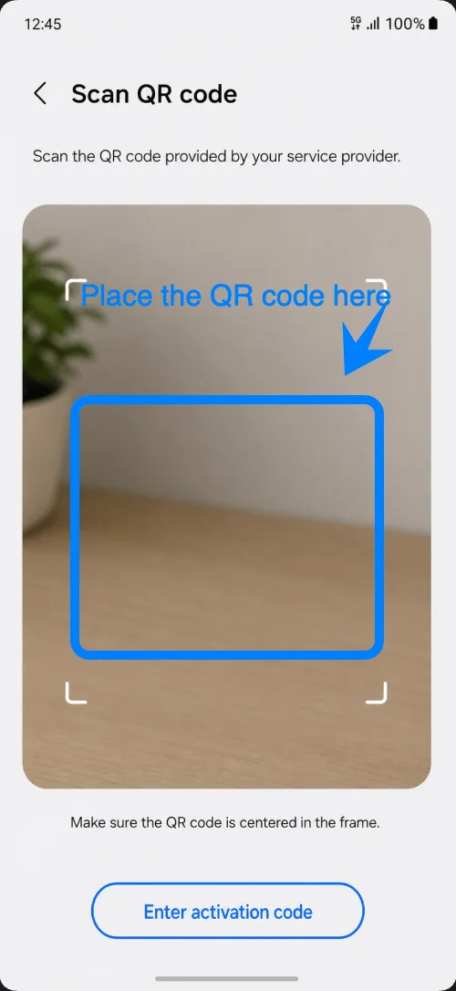 Place the QR Code S25 Edge