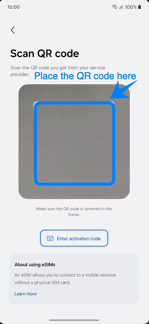 Place the QR Code S25 FE Place the QR Code S25 FE