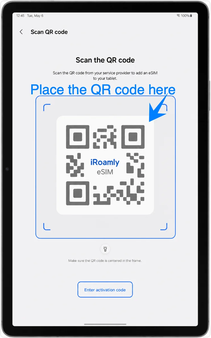 Place the QR Code S9 FE