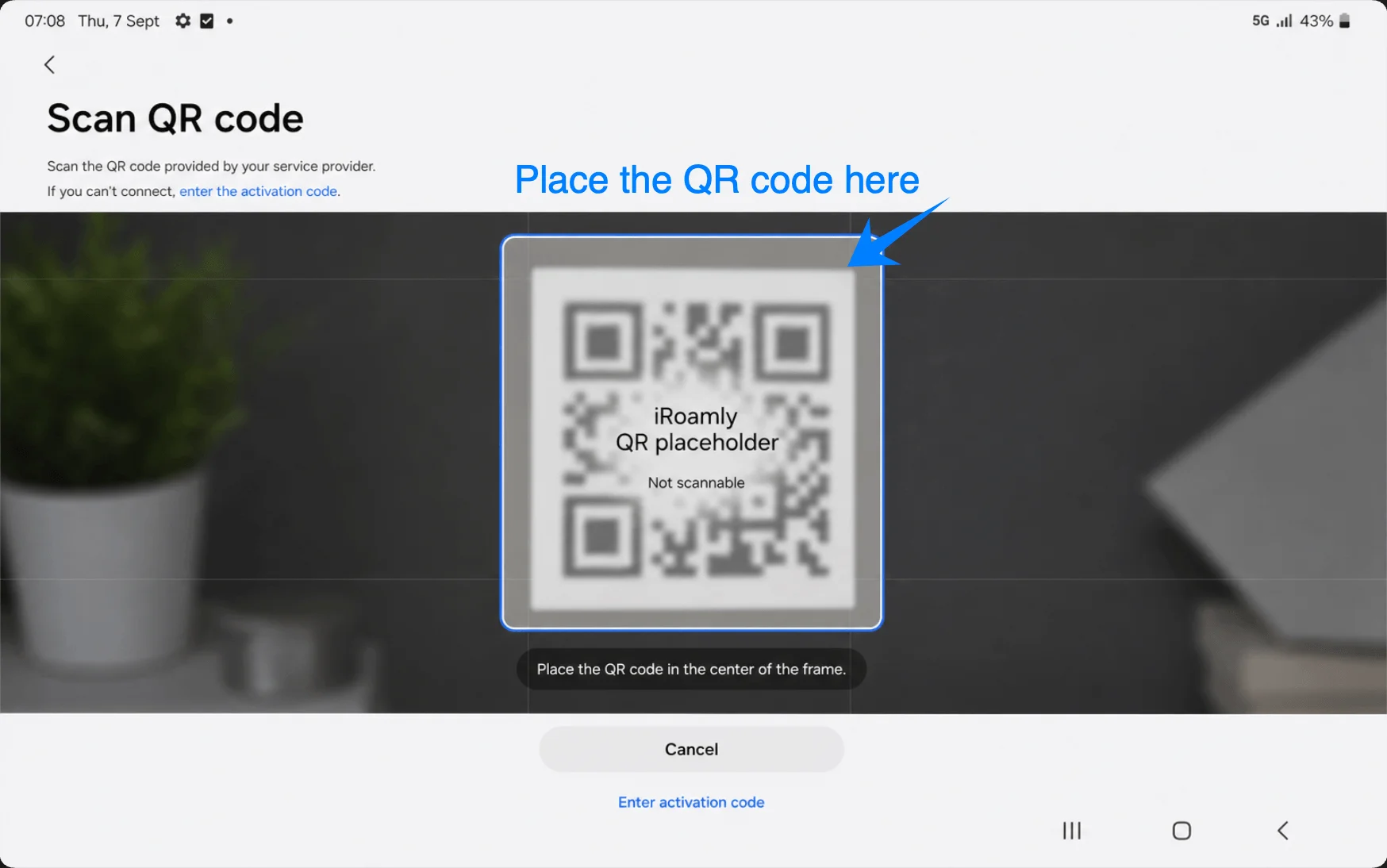 Place the QR Code Tab S9