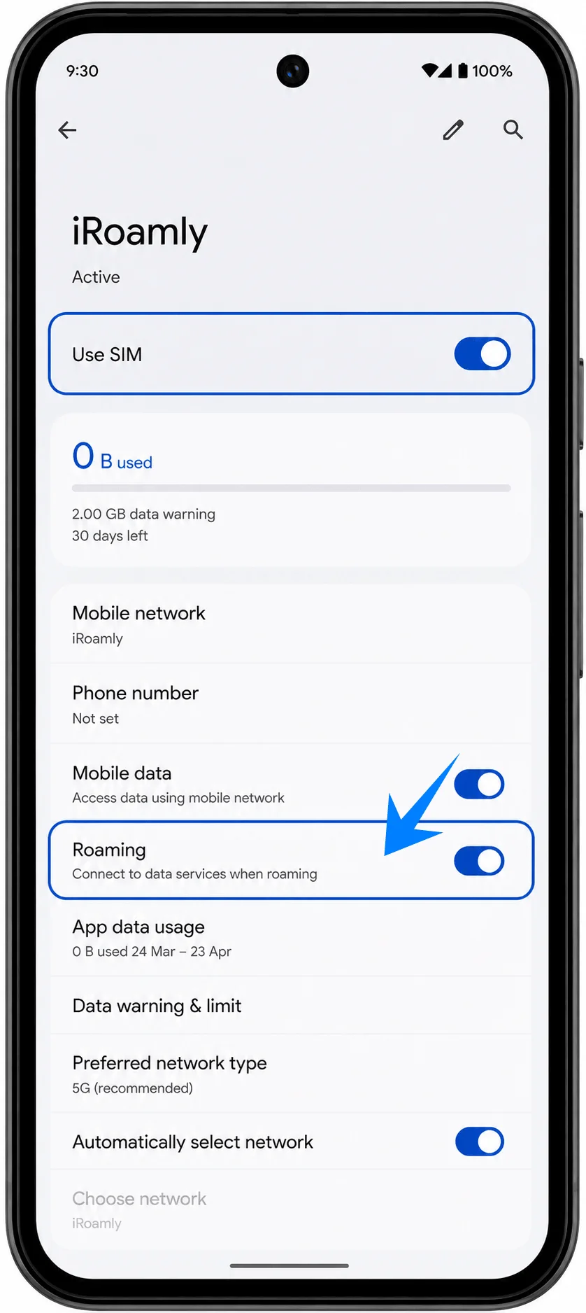 Roaming Pixel 9a
