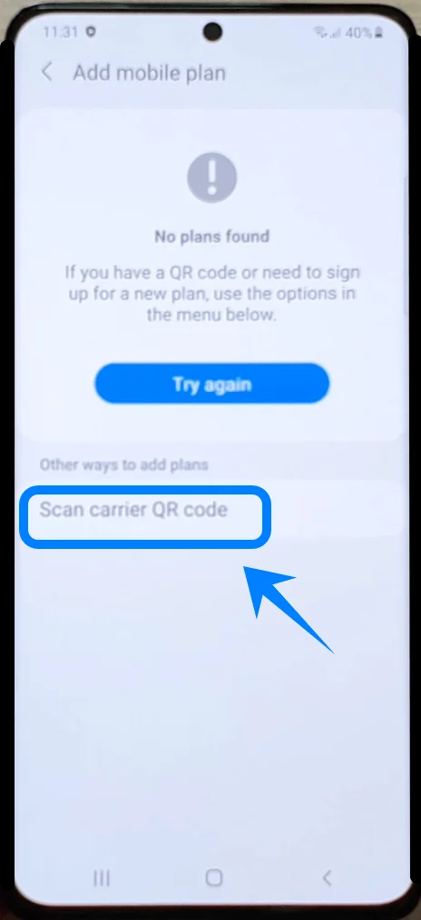 Scan Carrier QR Code S21 Plus Scansiona codice QR dell'operatore S21 Plus