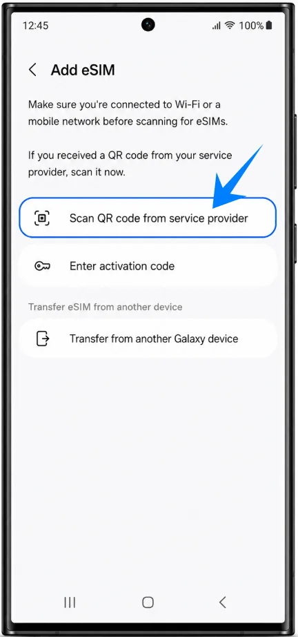 Scan Carrier QR Code S22 Ultra