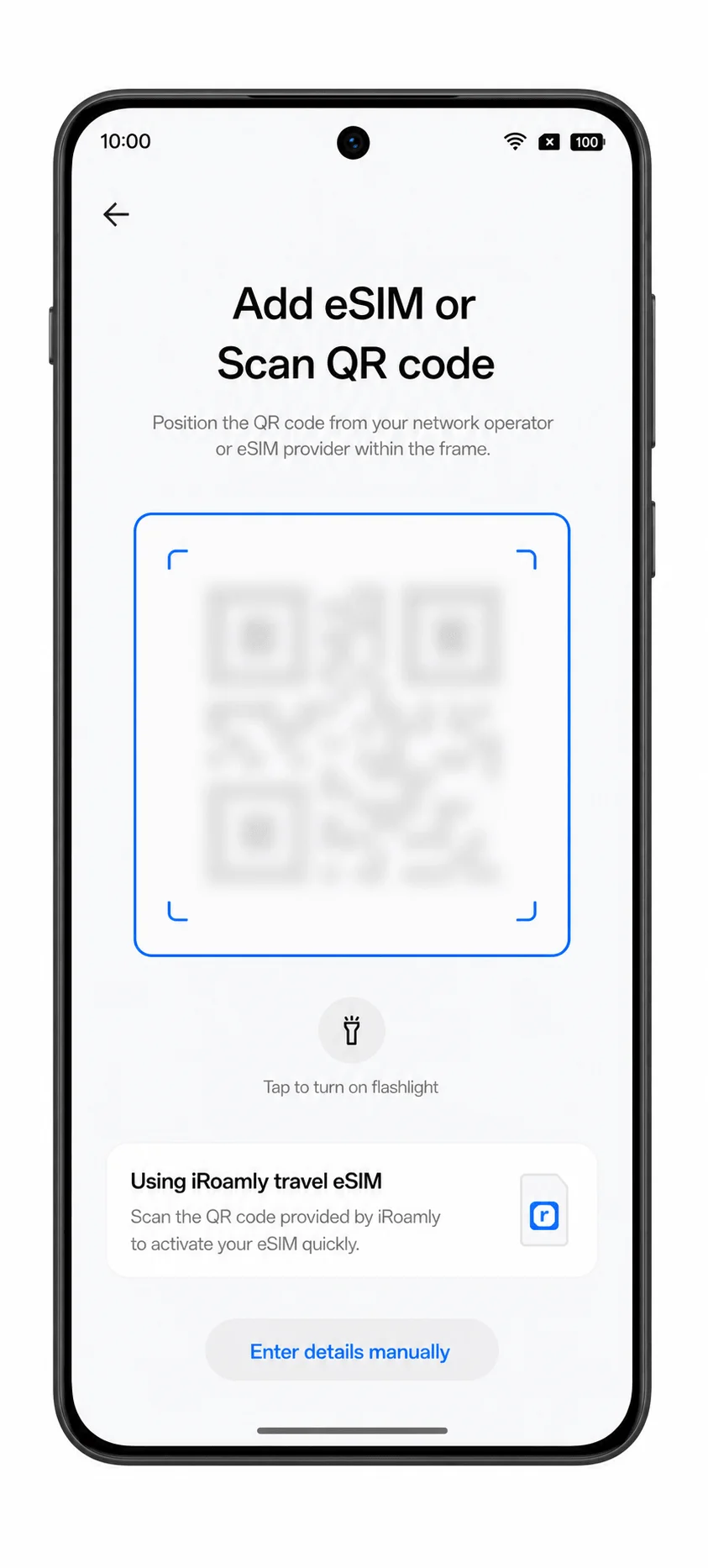 Oppo Find X8 Pro QR setup screen showing Enter details manually highlighted Oppo Find X8 Pro QR setup screen showing Enter details manually highlighted