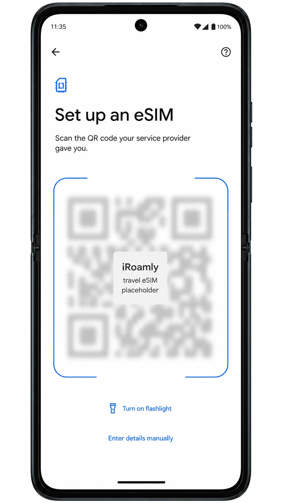 Motorola Razr 60 Ultra Scan QR code screen for iRoamly eSIM Motorola Razr 60 Ultra Scan QR code screen for iRoamly eSIM