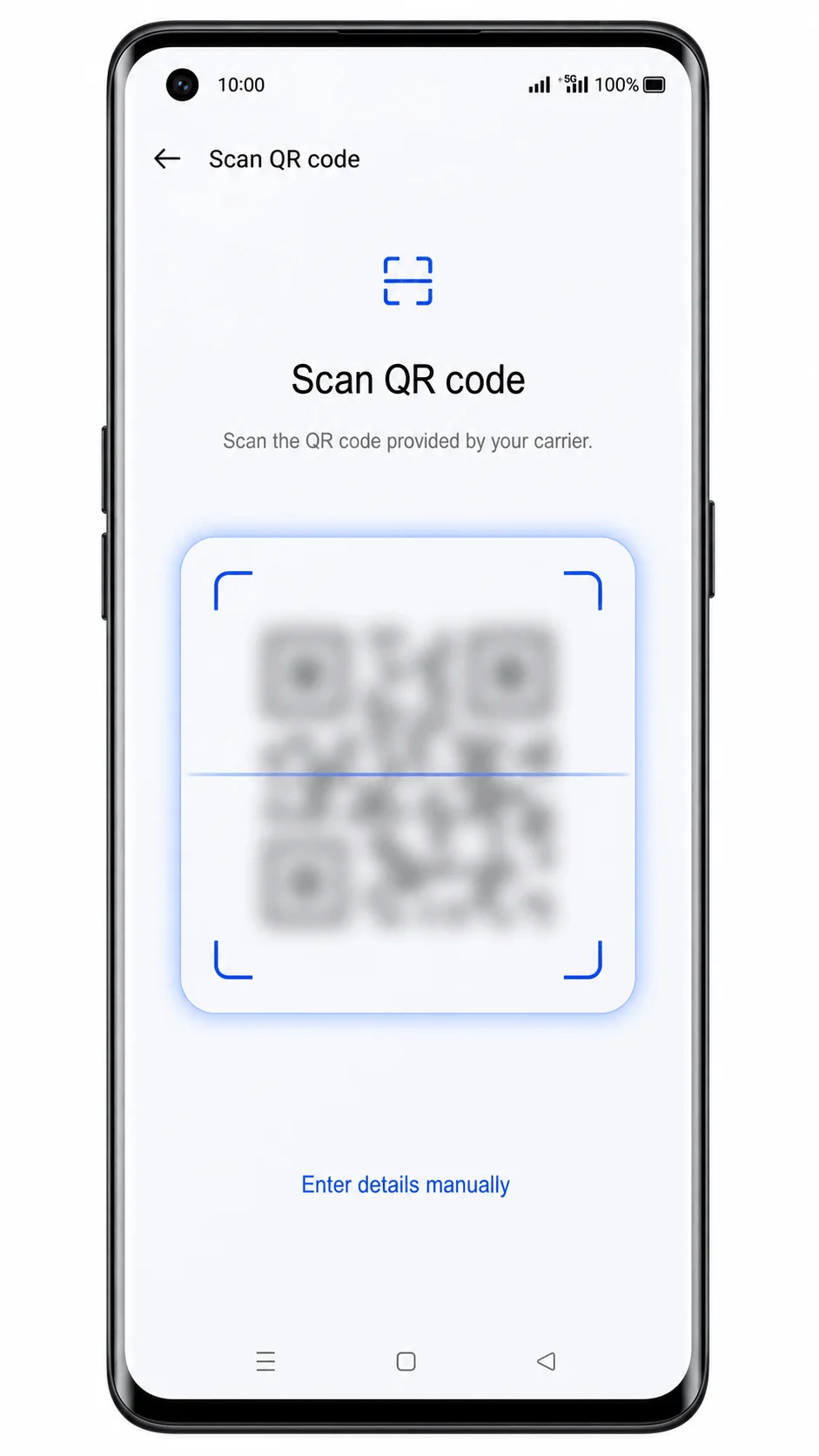 Oppo Reno 6 Pro 5G Scan QR code screen for iRoamly travel eSIM Oppo Reno 6 Pro 5G Scan QR code screen for iRoamly travel eSIM