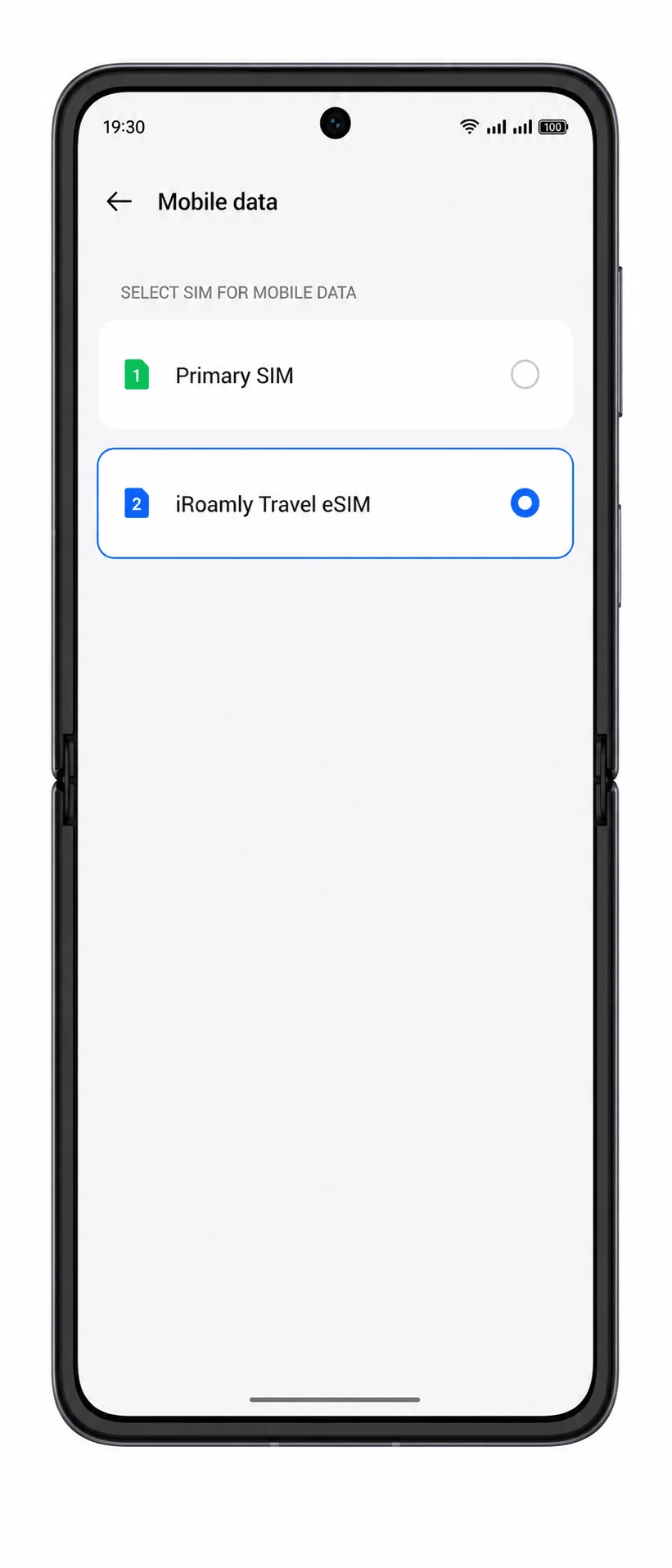 Select eSIM on OPPO Find N3 Flip Select eSIM on OPPO Find N3 Flip