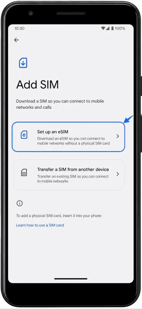Set Up eSIM 3a XL