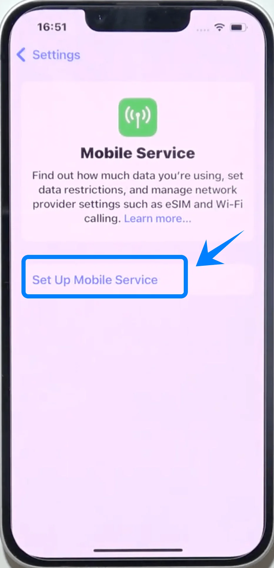 Set Up Mobile Service 14 Plus