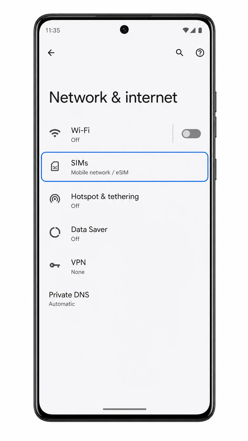 Schermata Rete e internet Motorola Edge 2022 con SIM evidenziate per la configurazione iroamly eSIM