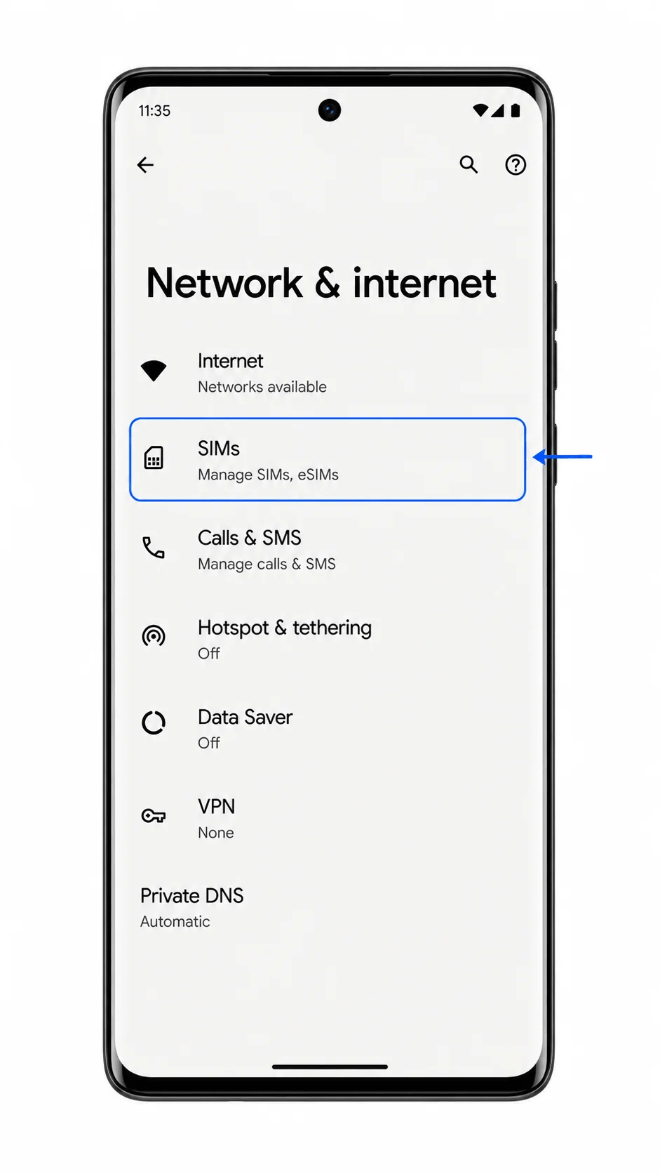Schermata Rete e internet Motorola Edge 40 che evidenzia SIM per la configurazione eSIM iRoamly Schermata Rete e internet Motorola Edge 40 che evidenzia SIM per la configurazione eSIM iRoamly