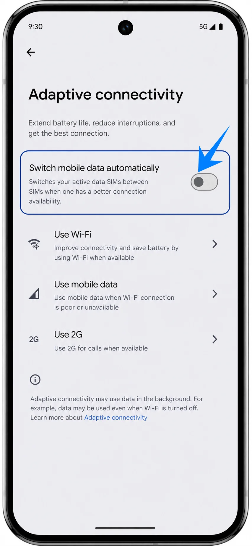 Switch Mobile Data Pixel 9 Pro