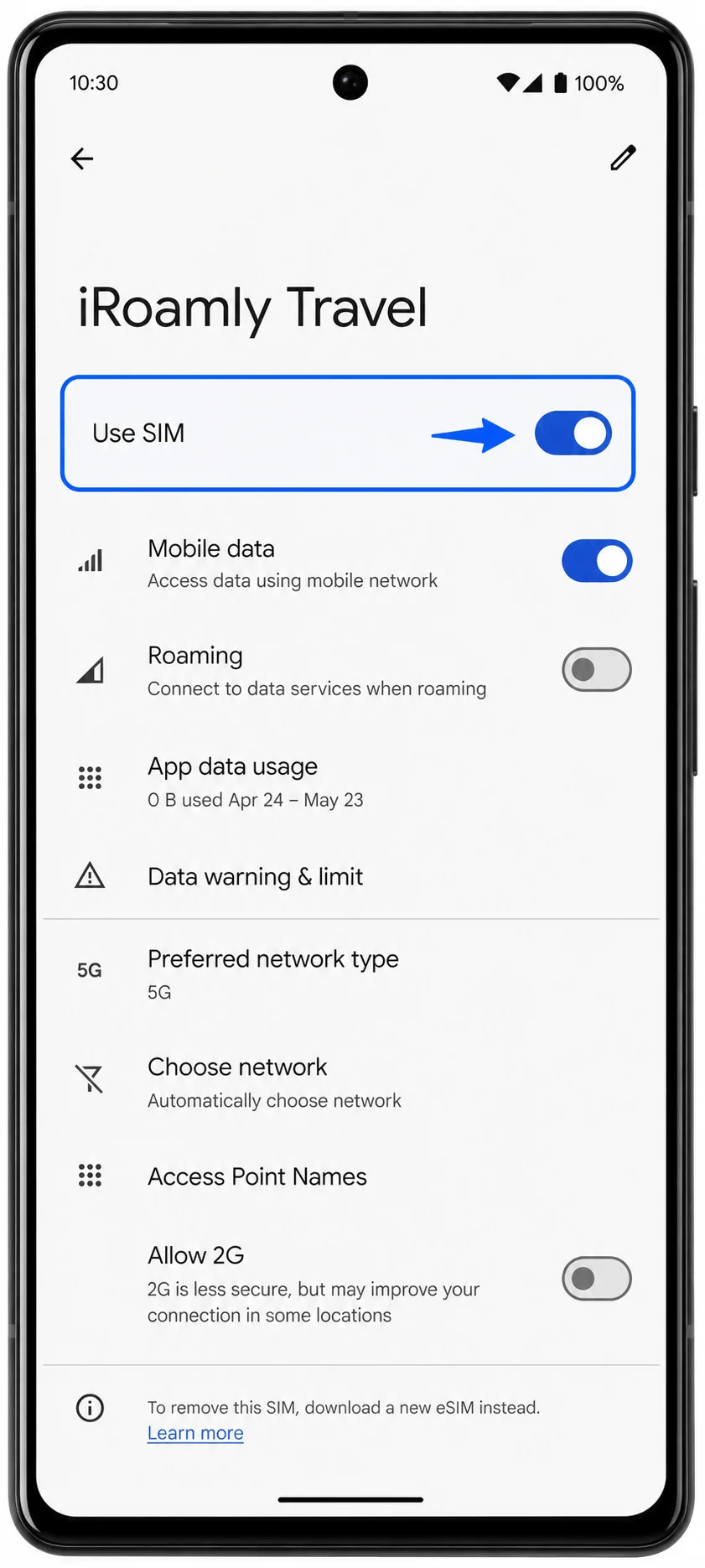 Use eSIM 6