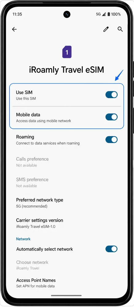 Use eSIM G34 Use eSIM G34