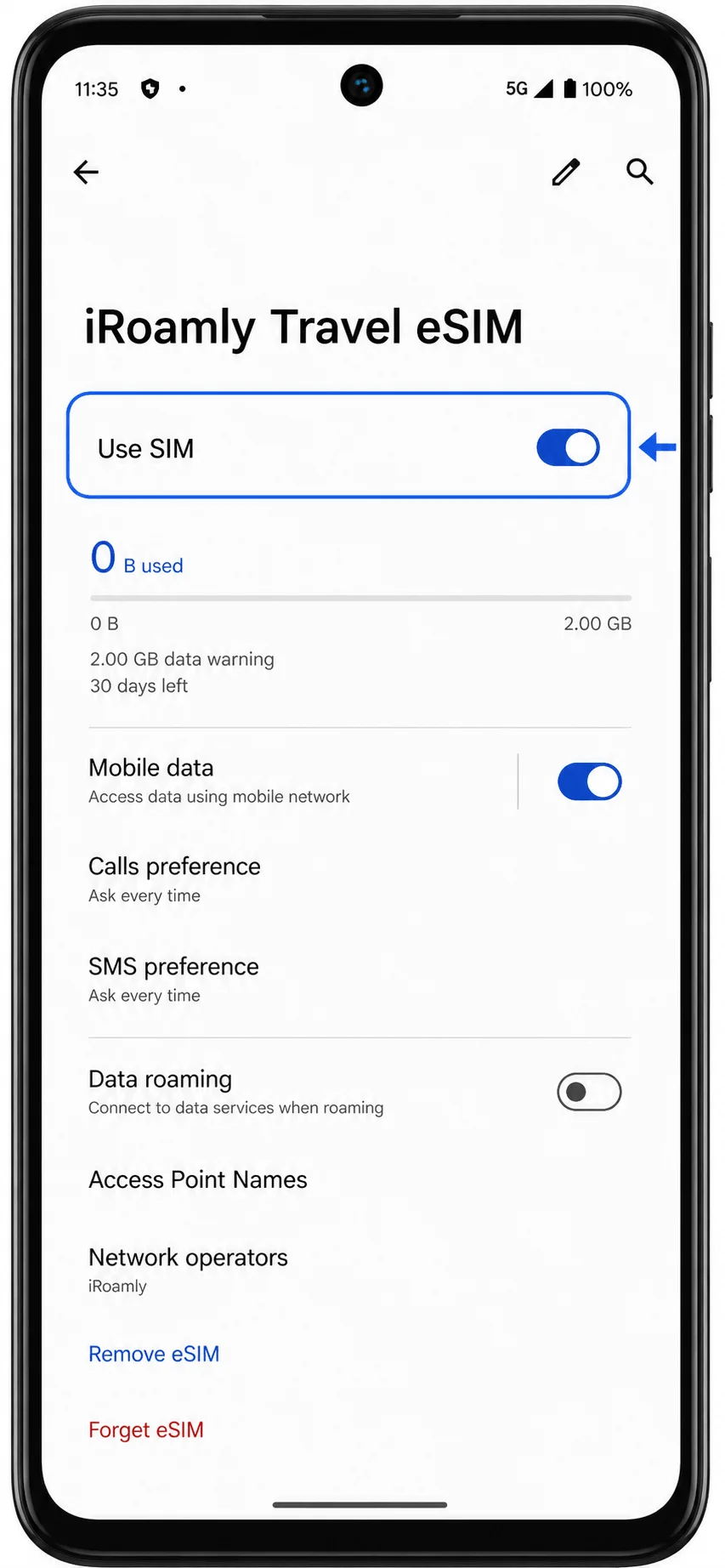 Use eSIM G35 Use eSIM G35