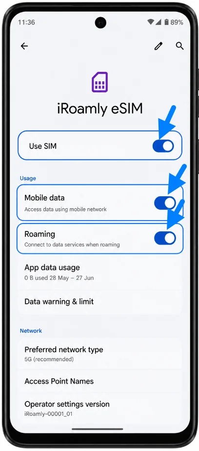 Use eSIM G54