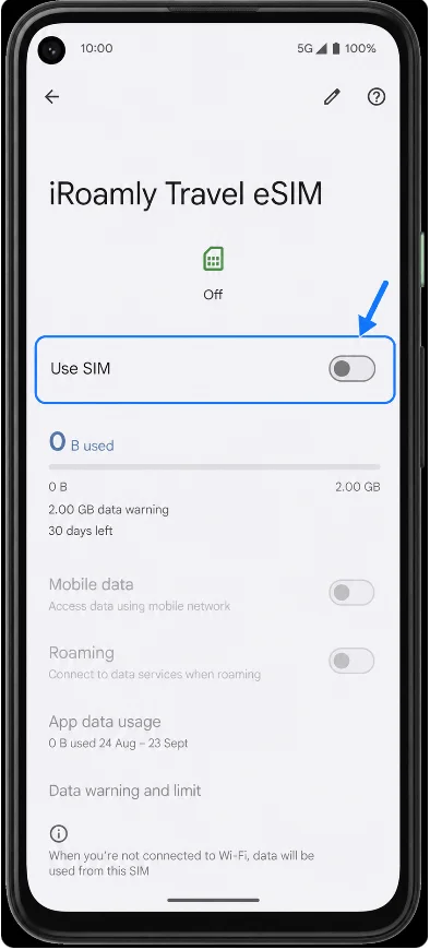 Use eSIM Off 5a