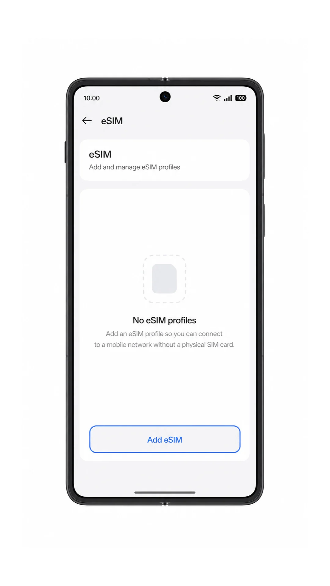 Oppo Find X3 Pro eSIM management screen showing Add eSIM highlighted