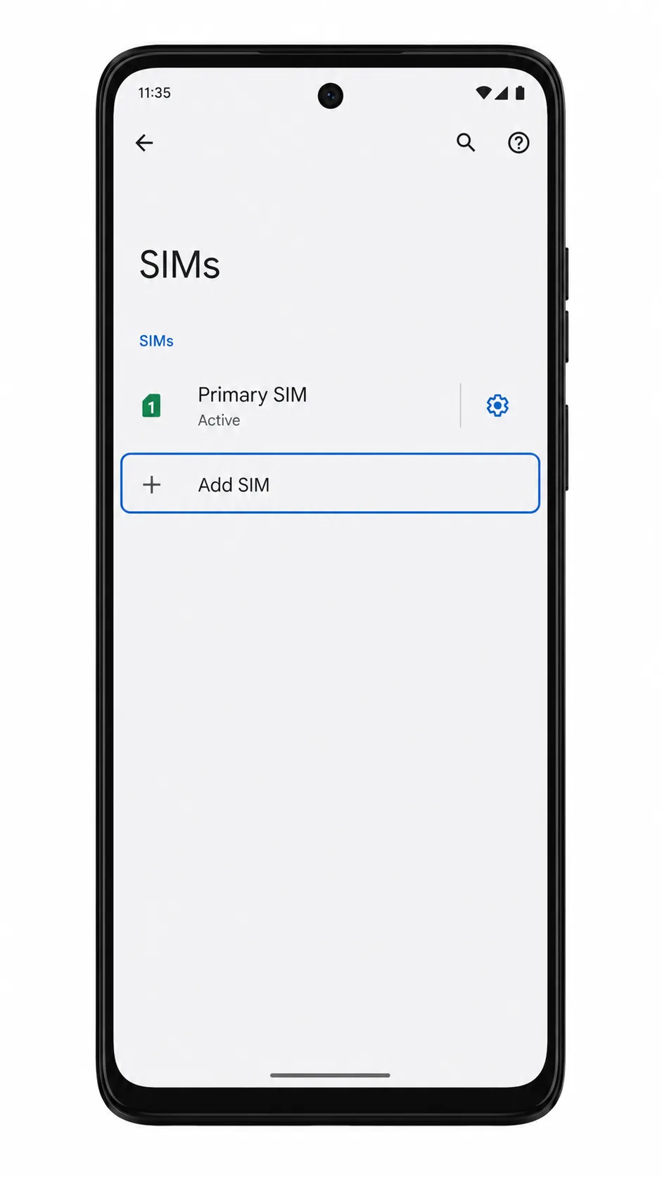 Moto G Stylus 5G 2024 SIMs page showing Add SIM highlighted