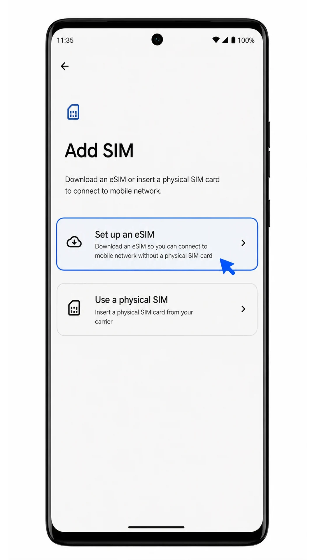 Motorola Edge Step 4: Set up an eSIM