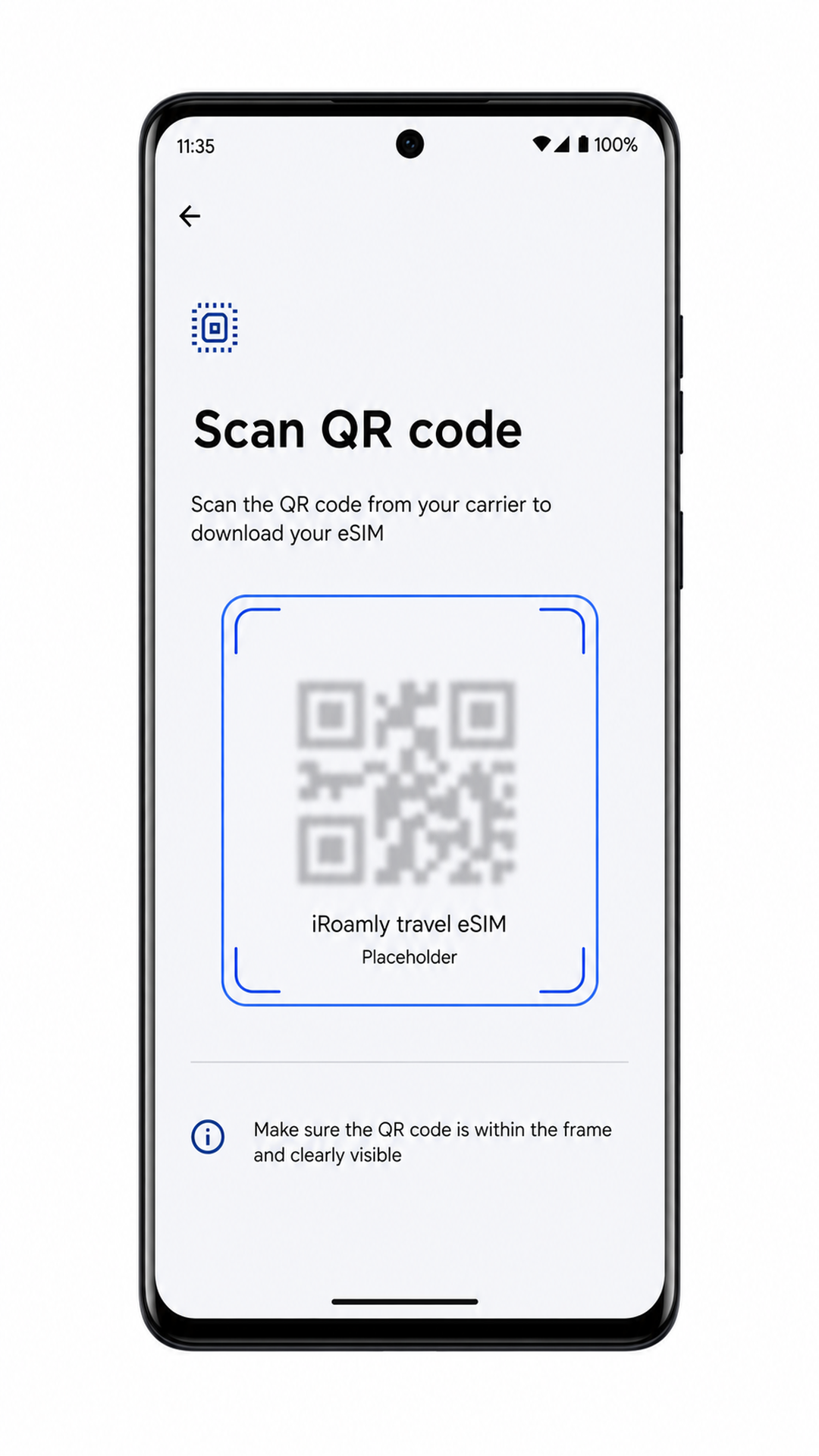 Motorola Edge 2023 QR code scanner for iRoamly eSIM installation