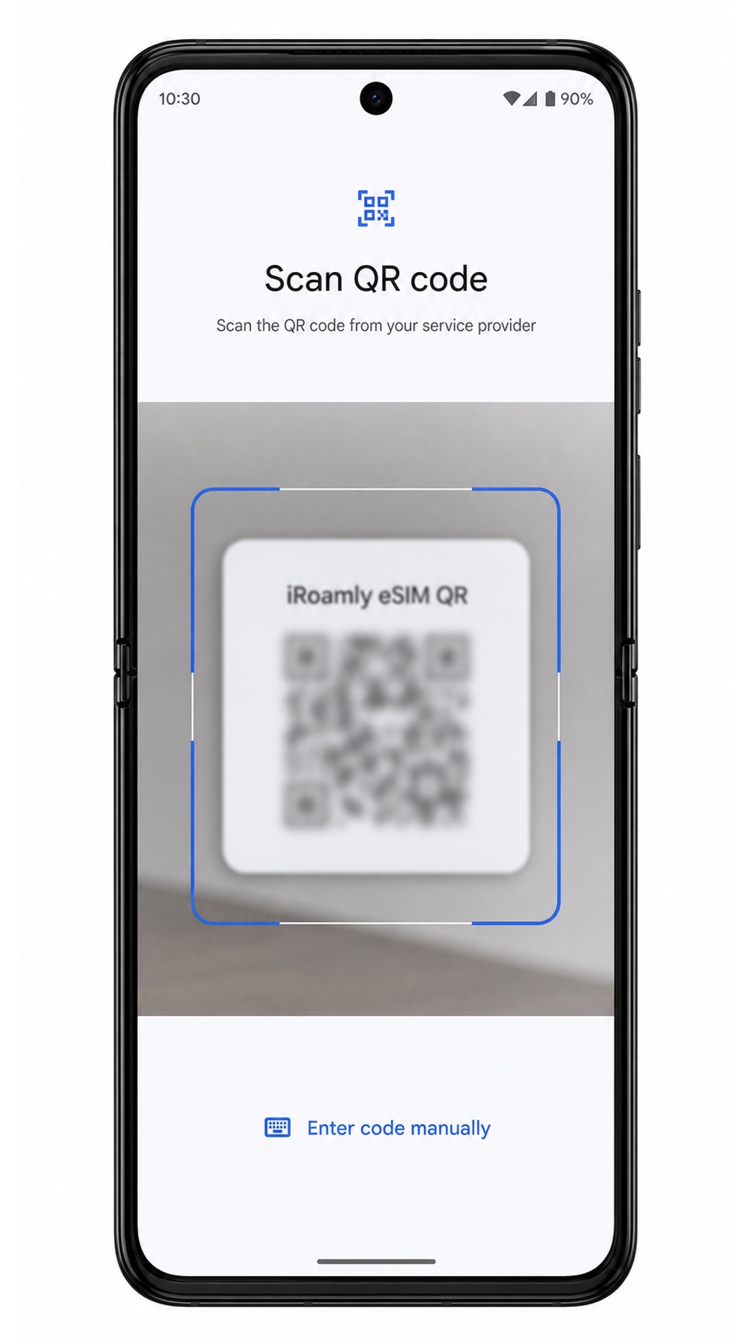 Motorola Razr 2022 Step 6: Scan iRoamly eSIM QR code screen