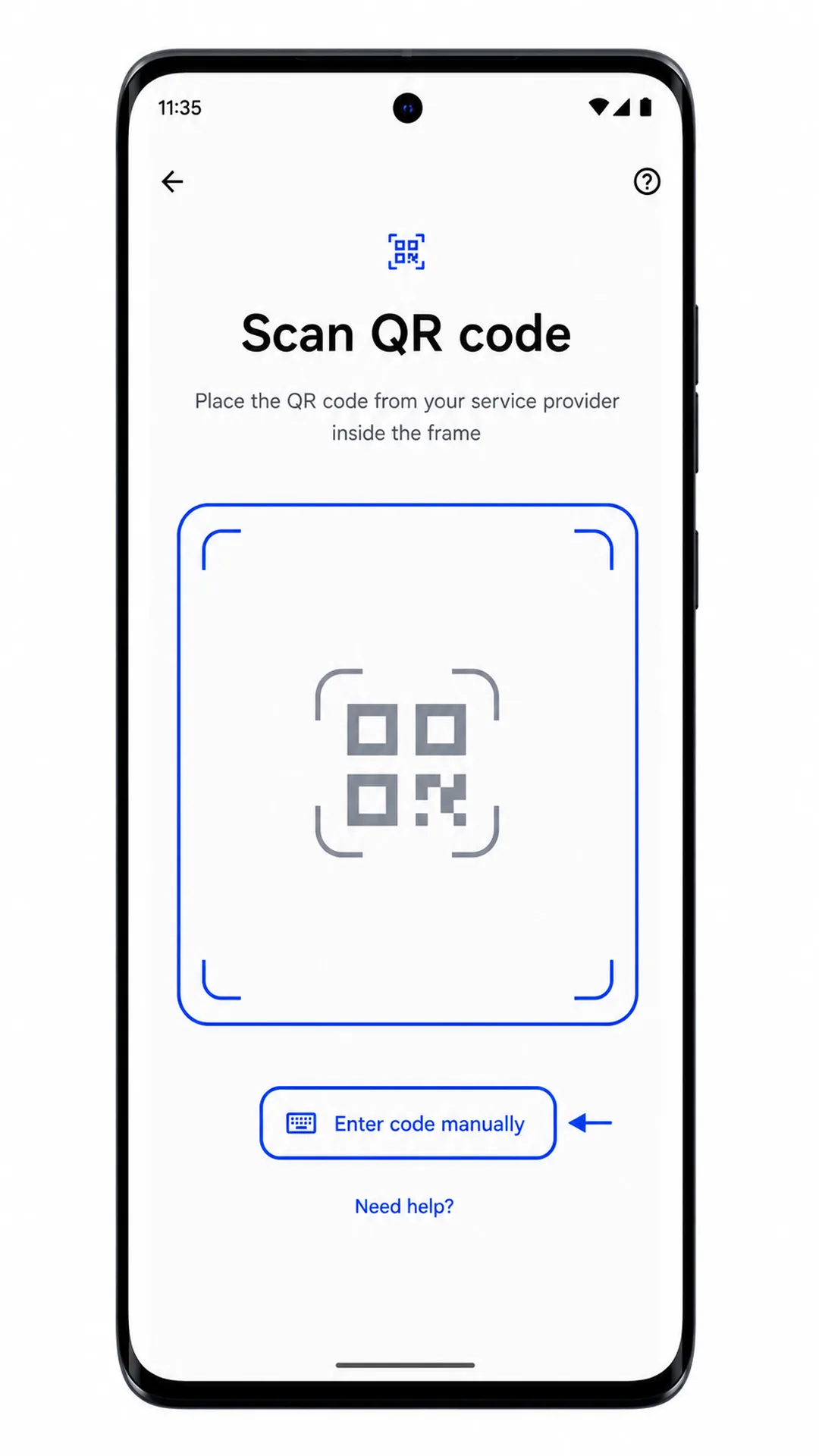 Scanner QR del Motorola Edge 60 Fusion con Inserisci codice manualmente evidenziato