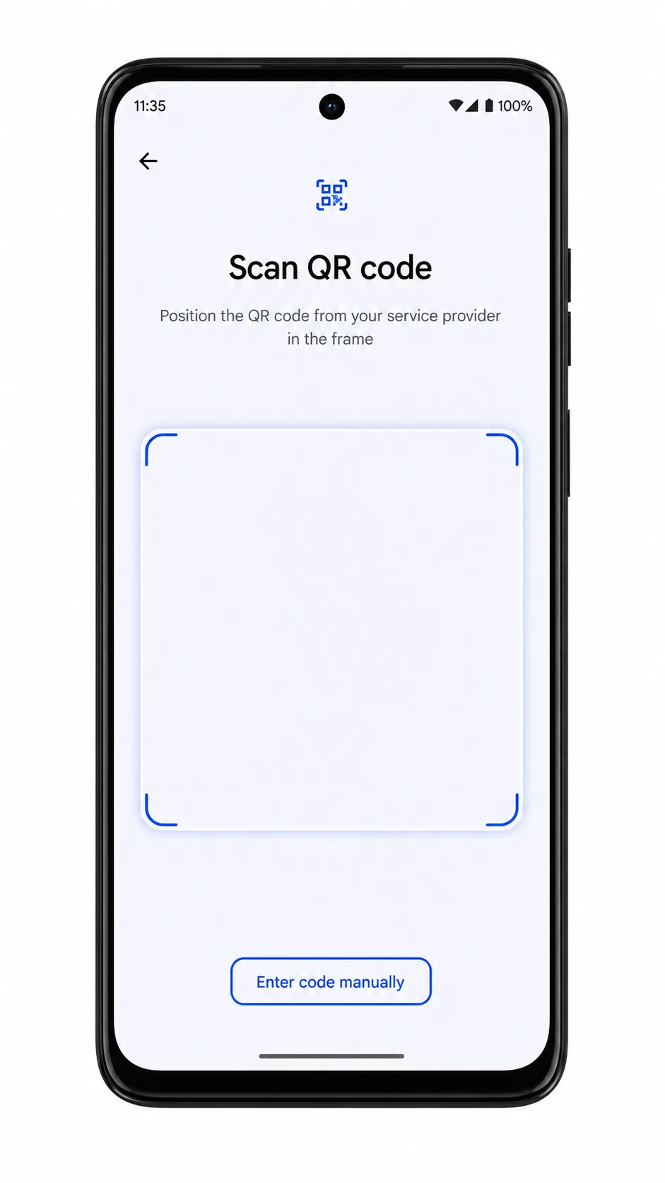 Moto G Stylus 5G 2024 QR scanner showing Enter code manually highlighted
