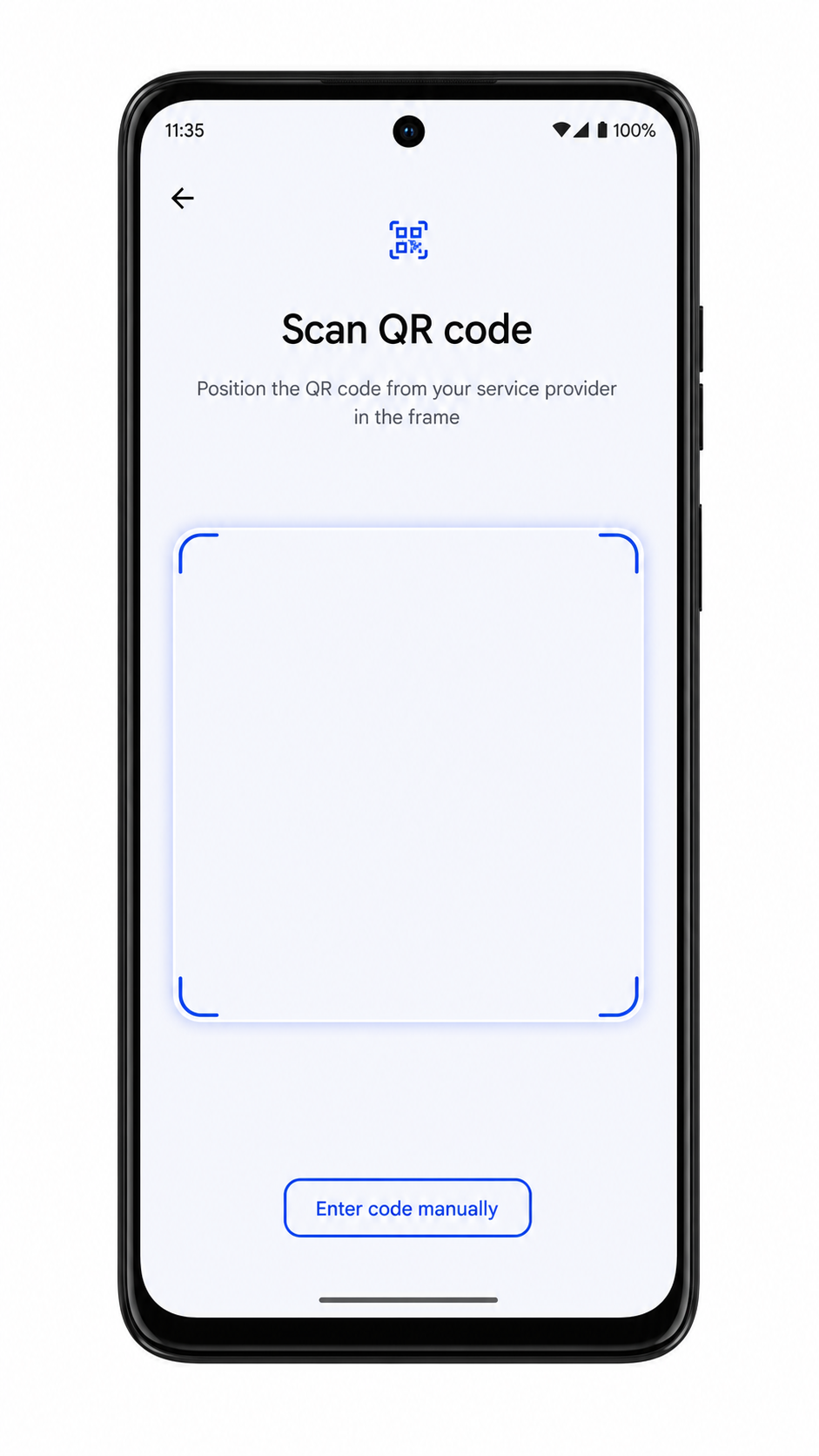 Moto G Power 5G (2024) QR setup screen with Enter details manually highlighted