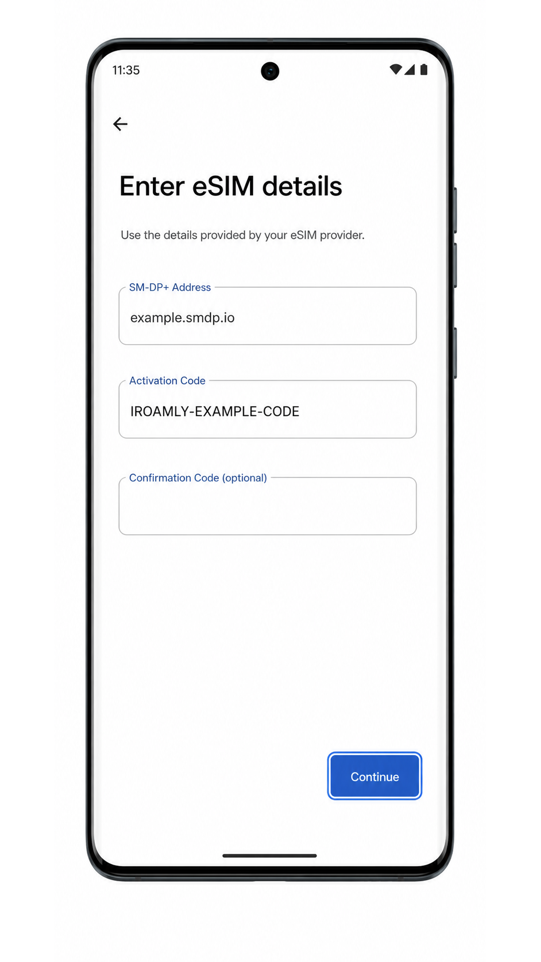Motorola Edge 60 Pro Manual Step 5: Manual SM-DP+ Address and Activation Code fields