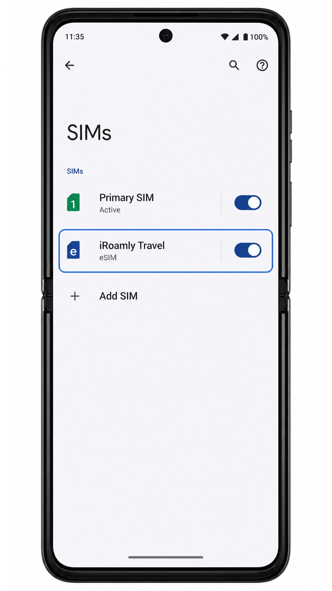 Motorola Razr 2022 confirmation: iRoamly eSIM appears in SIMs