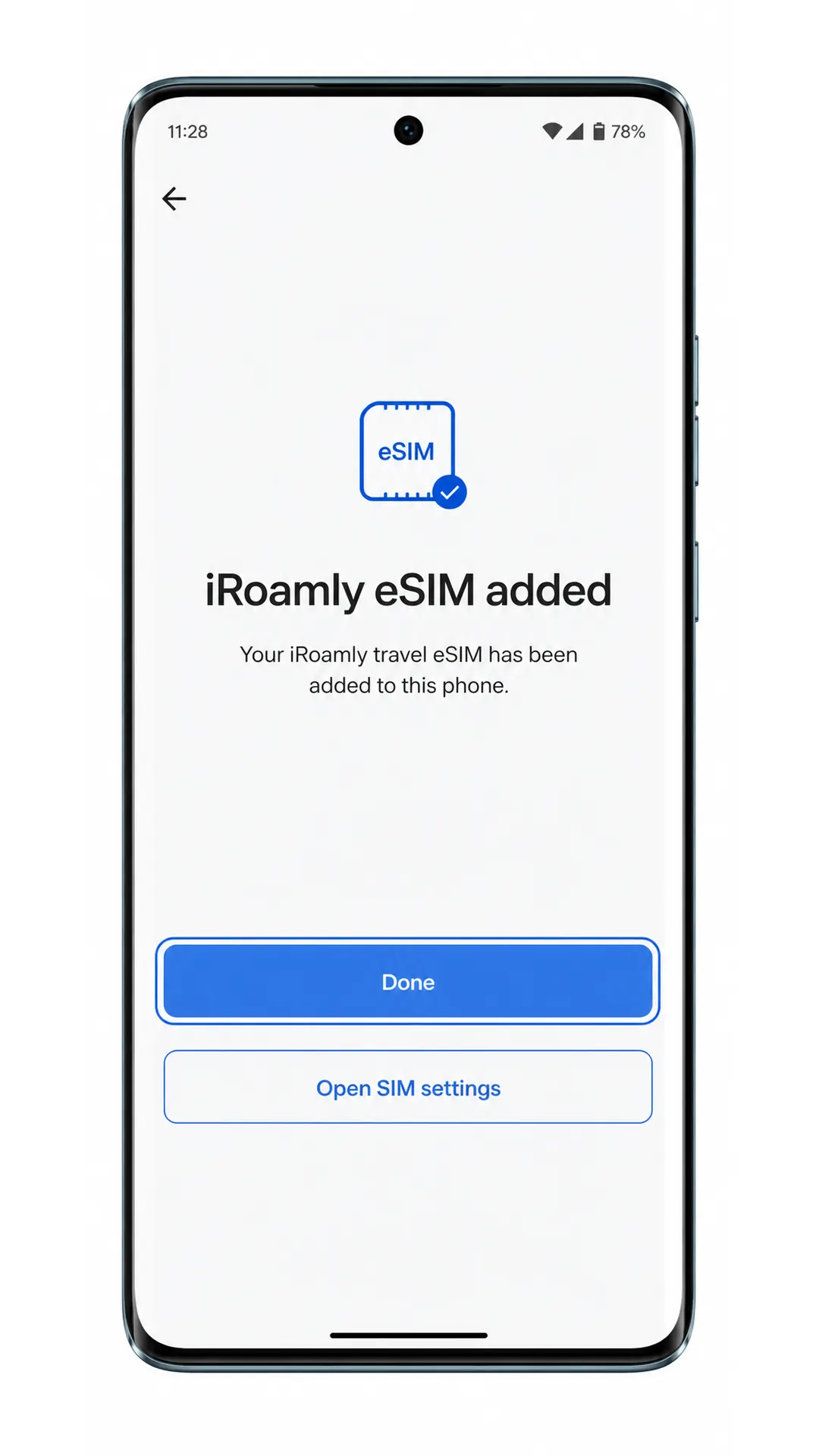 Motorola Edge 60 Stylus Manual Step 7: iRoamly eSIM added confirmation