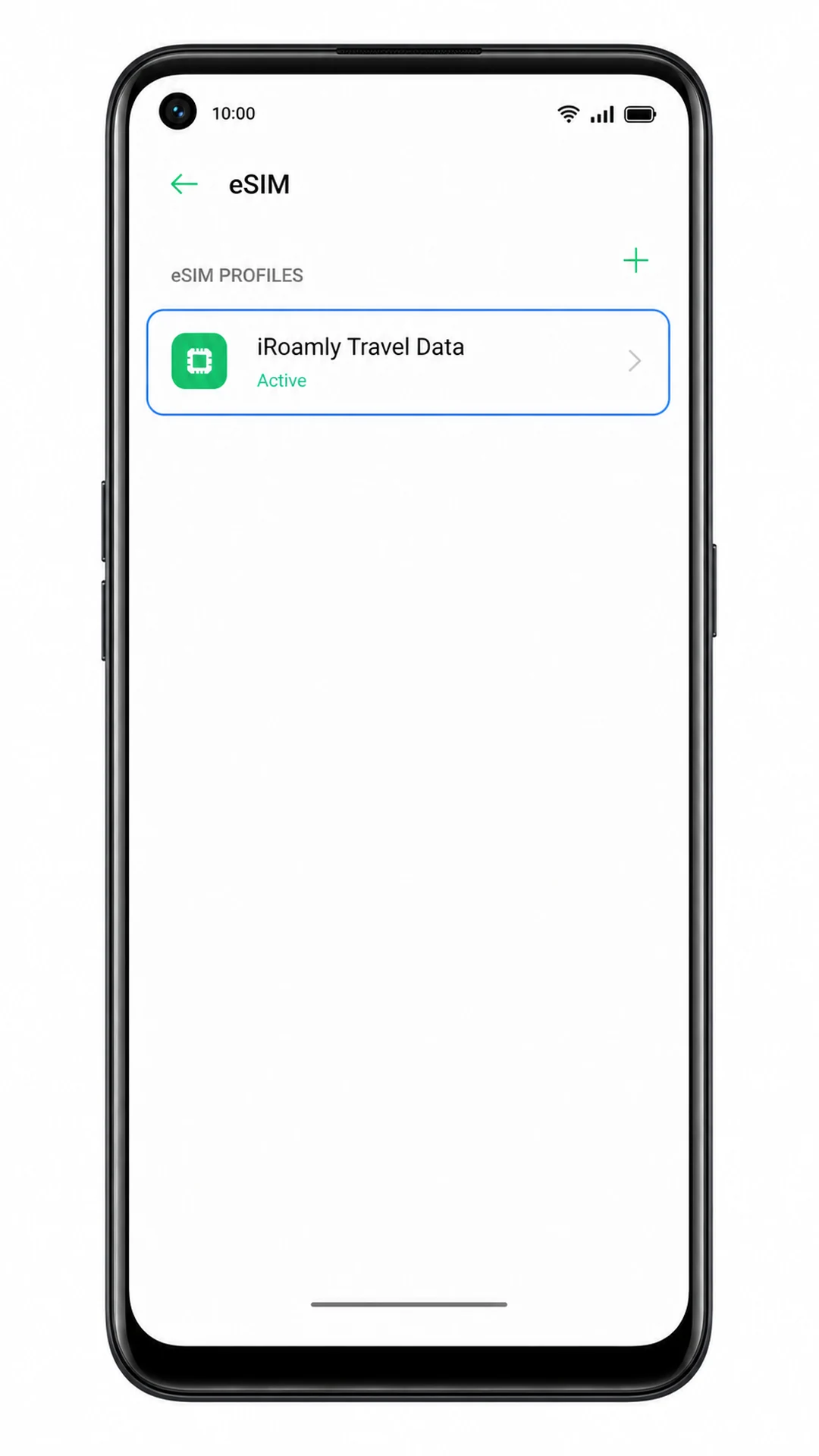 Motorola Razr 2025 SIM list showing iRoamly eSIM installed