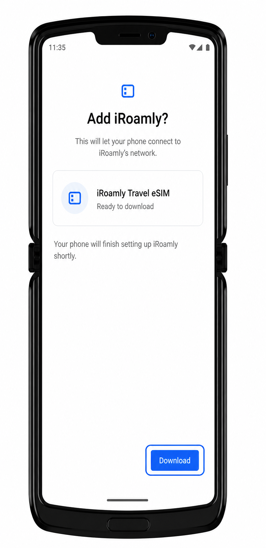 Motorola Razr 2019 Step 7 manual: Download highlighted for manually entered eSIM profile