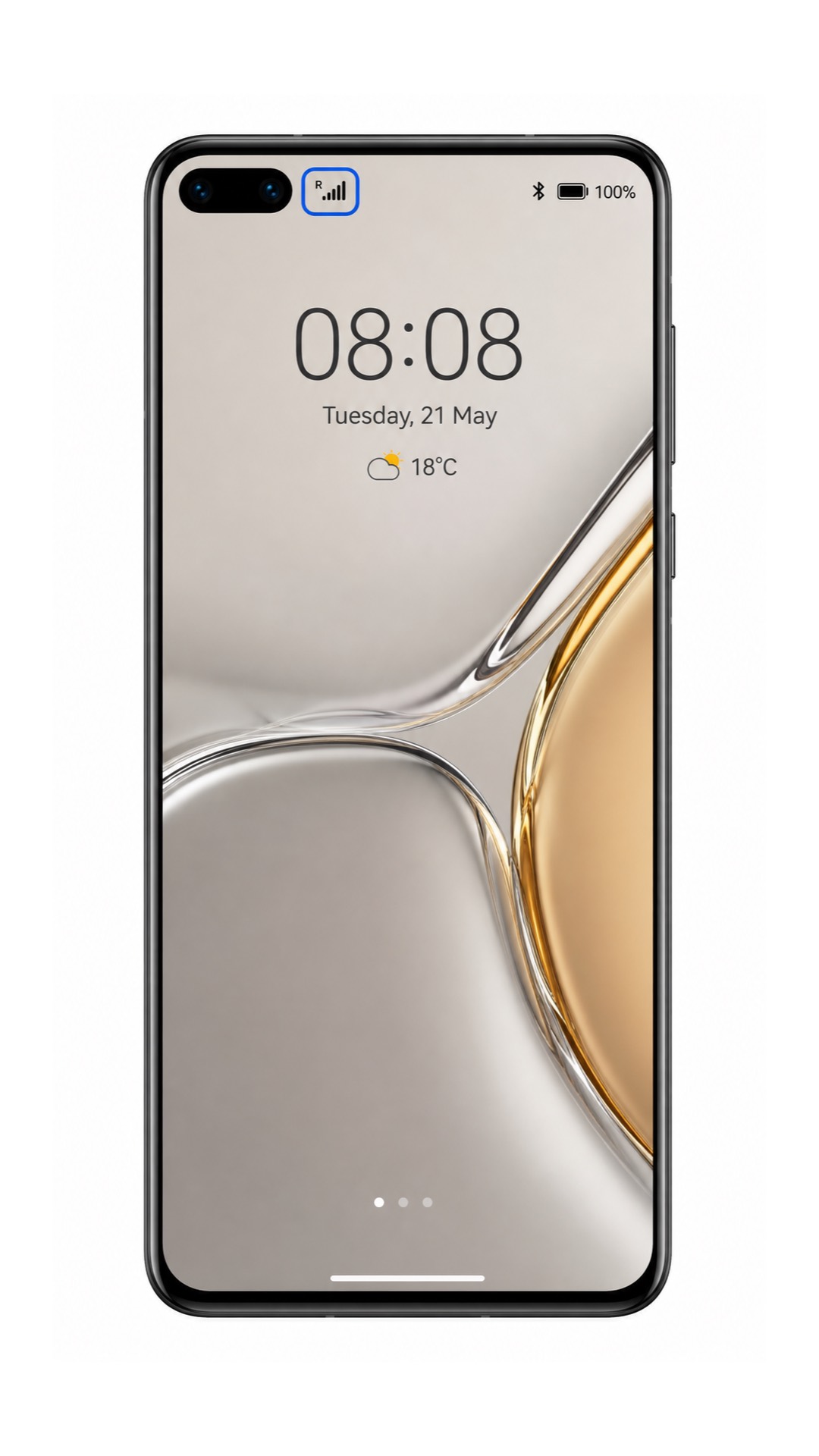 Huawei P40 home screen with mobile signal indicator after iRoamly eSIM setup