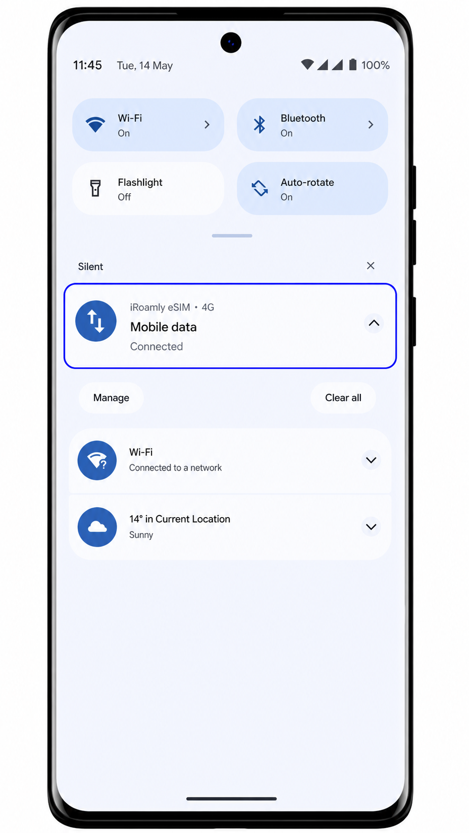 Motorola Edge 2023 mobile data status check for iRoamly travel eSIM