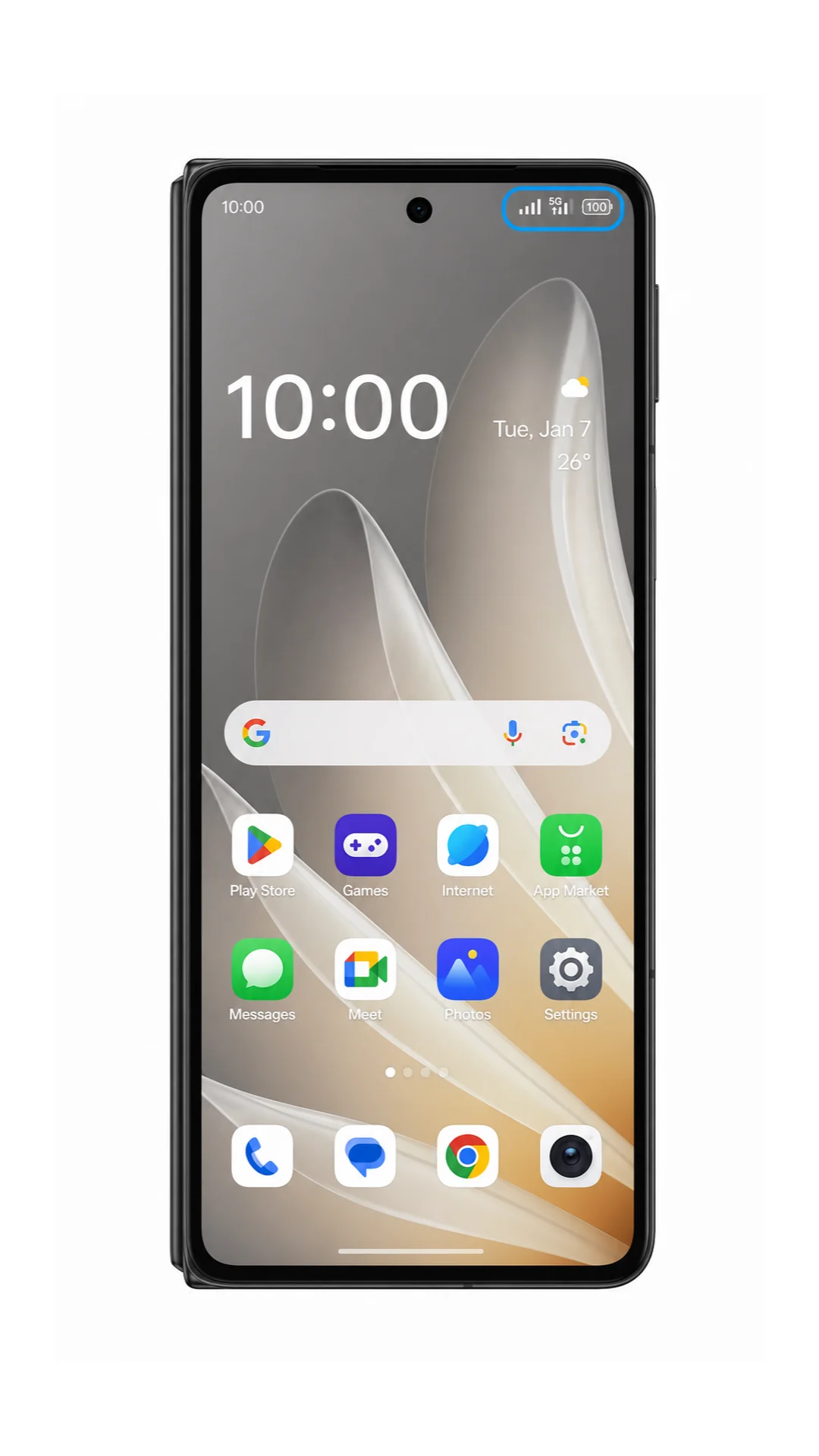 Oppo Find N5 home screen showing mobile data signal after iRoamly eSIM setup