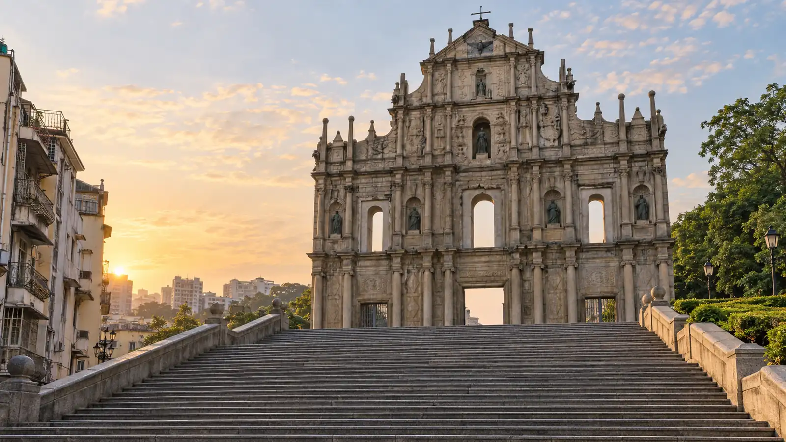 Ruins of St. Paul’s in Macau Ruins of St. Paul’s above its stone staircase in Macau