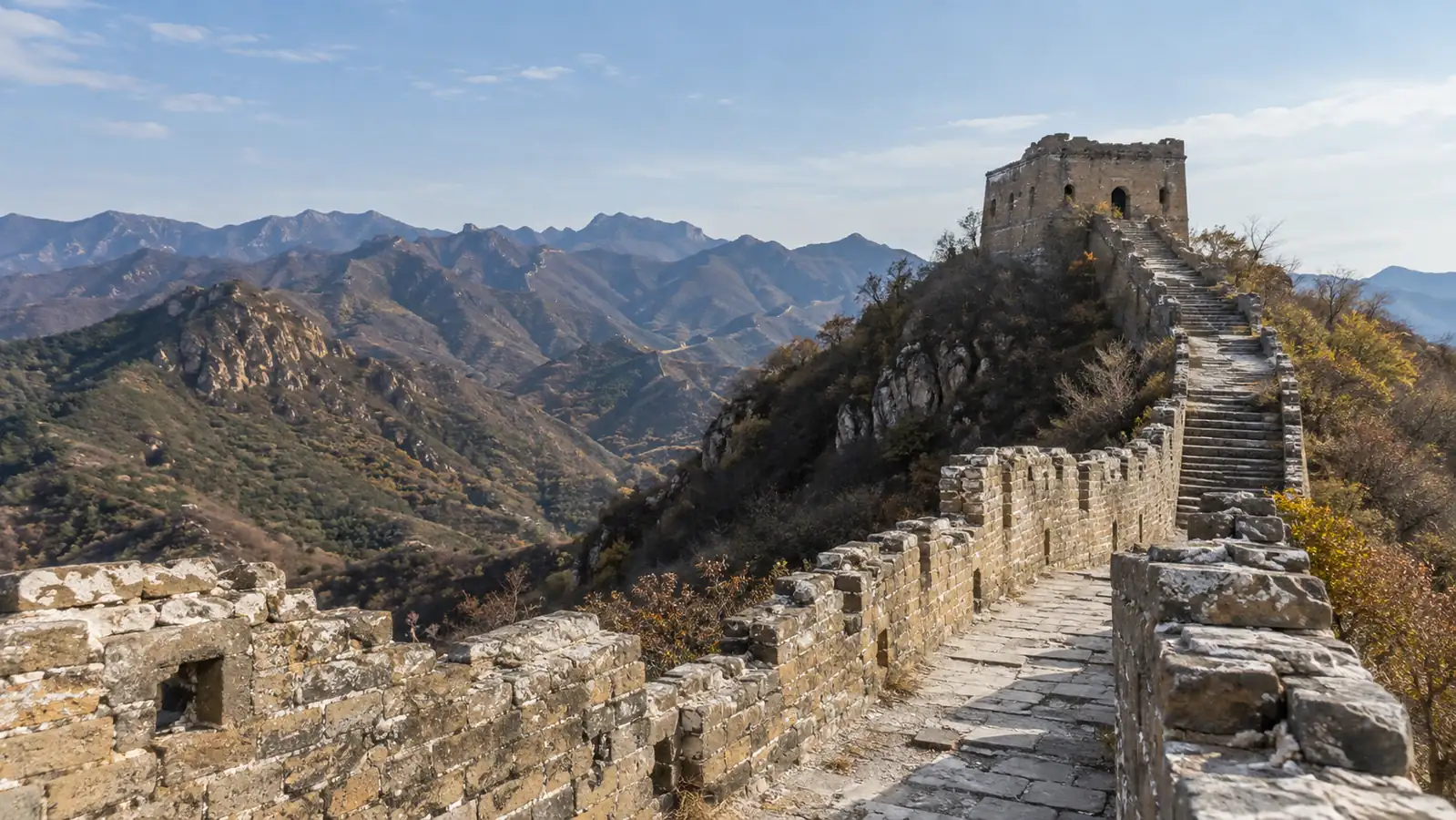 Rugged Great Wall Ridge Weathered Great Wall crossing a rugged mountain ridge