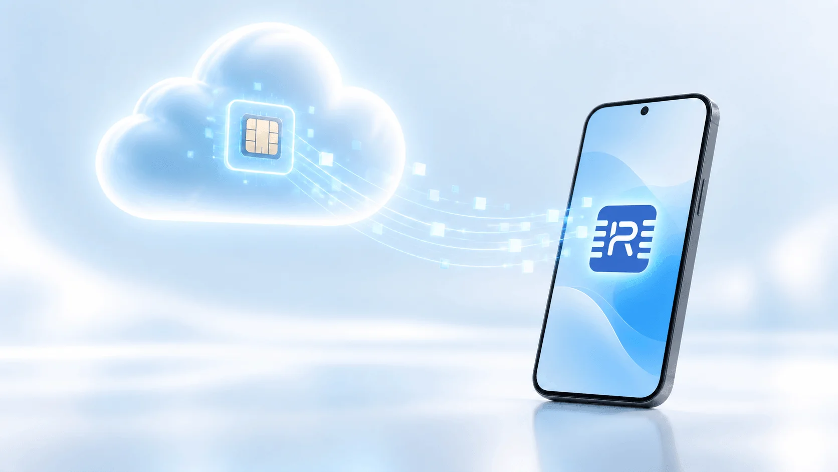 Illustration of a digital eSIM being activated on a smartphone Illustration of a digital eSIM being activated on a smartphone