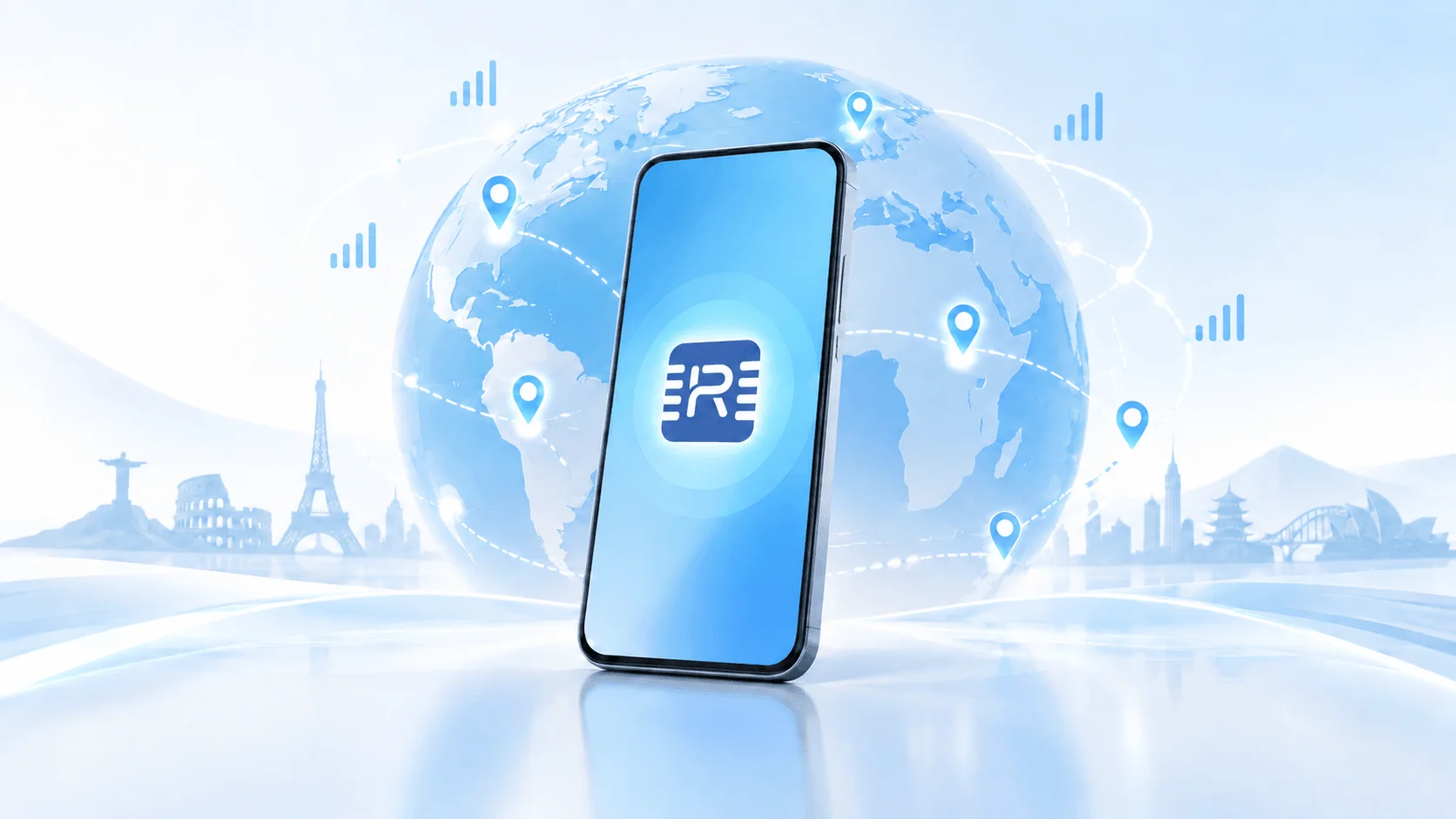 Smartphone connected to destinations around the world with eSIM Smartphone connected to destinations around the world with eSIM