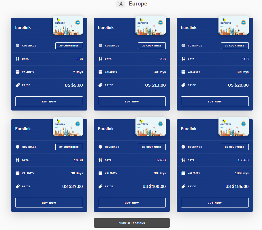 Airalo 歐洲 eSIM 計劃
