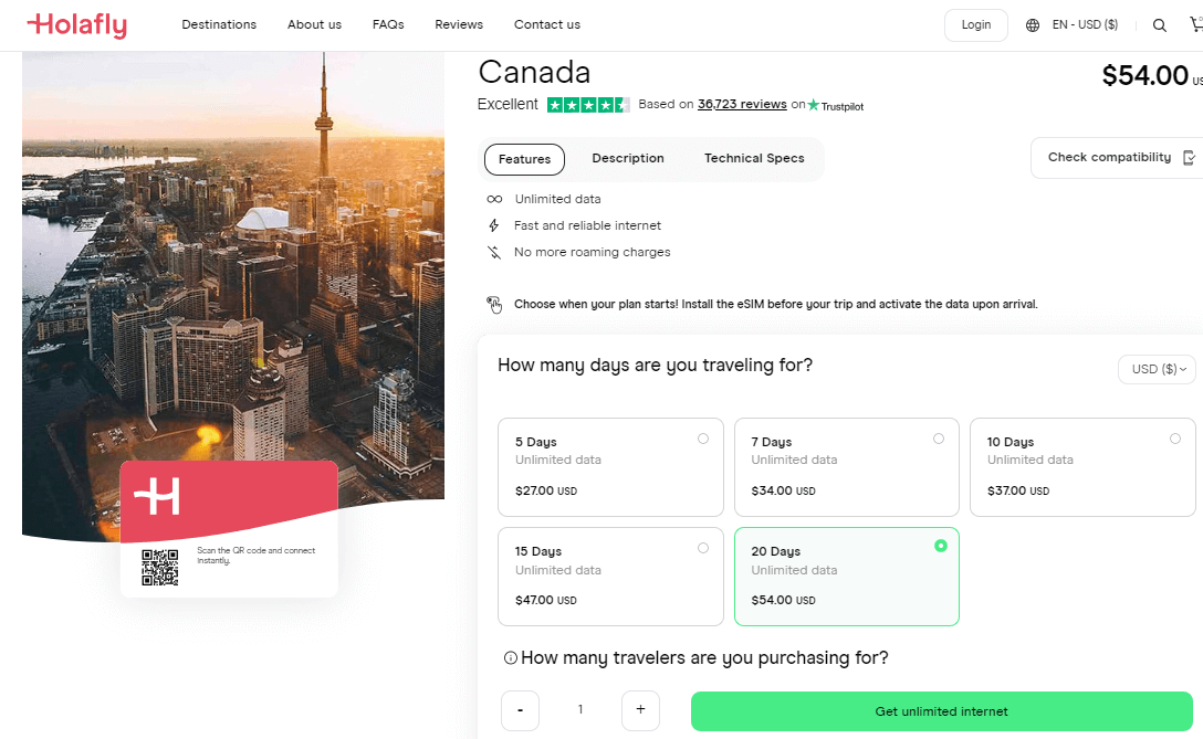 Holafly Canada  Esim Plans