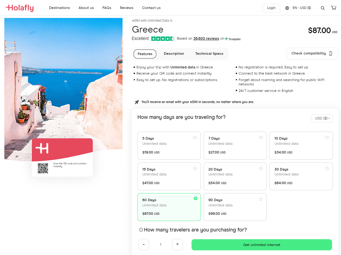 Holafly Greece Esim Plans