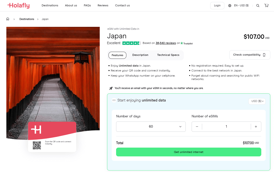 Holafly 日本 eSIM 計劃