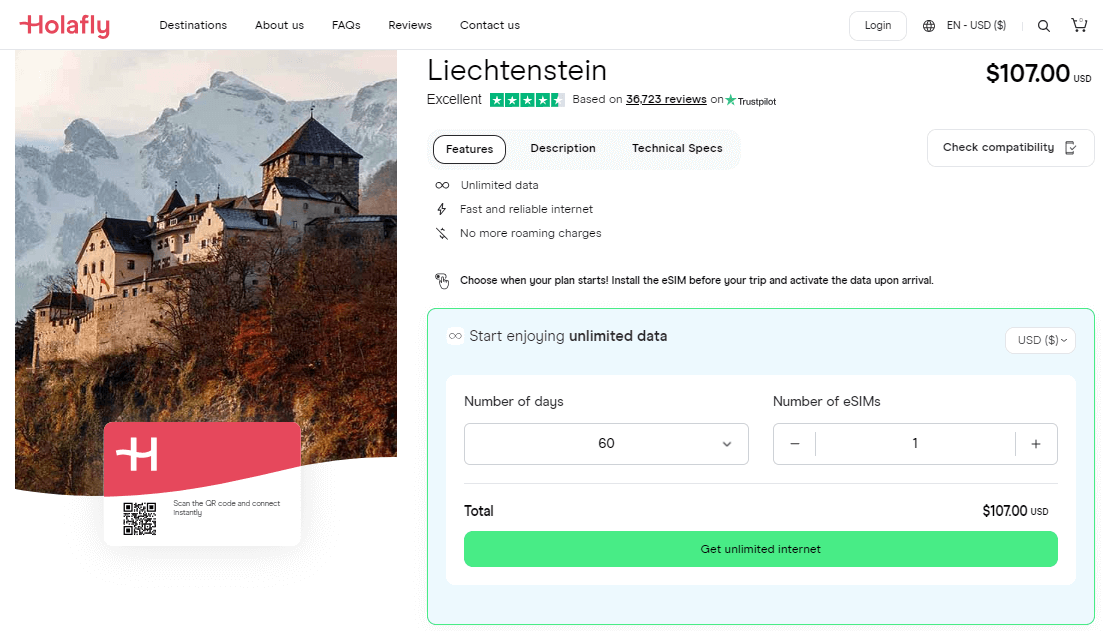 Holafly Liechtenstein  Esim Plans