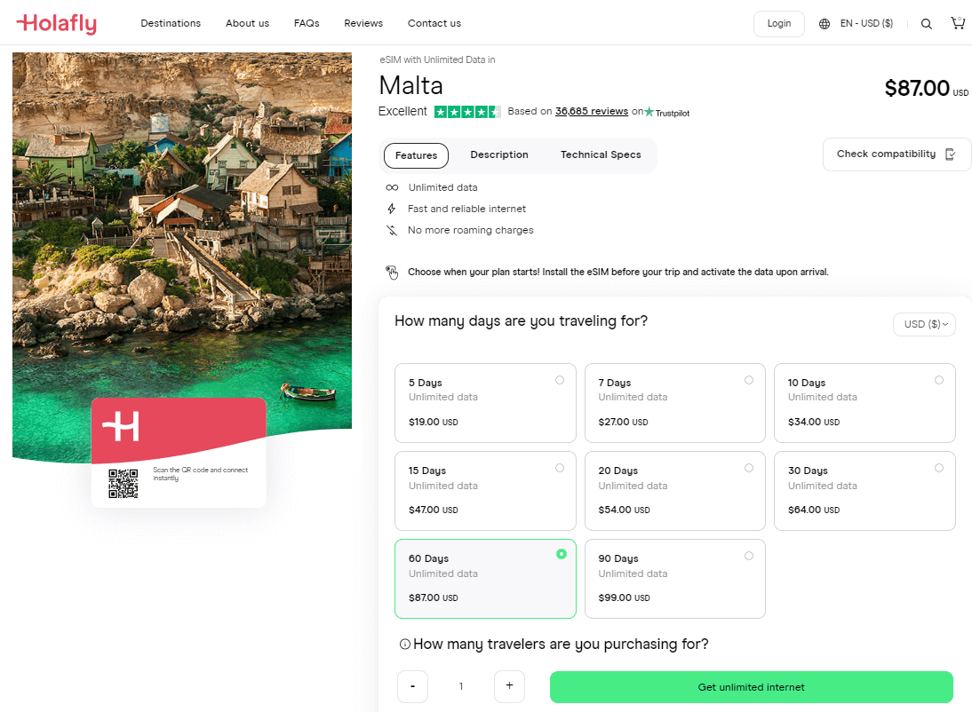 Holafly Malta  Esim Plans